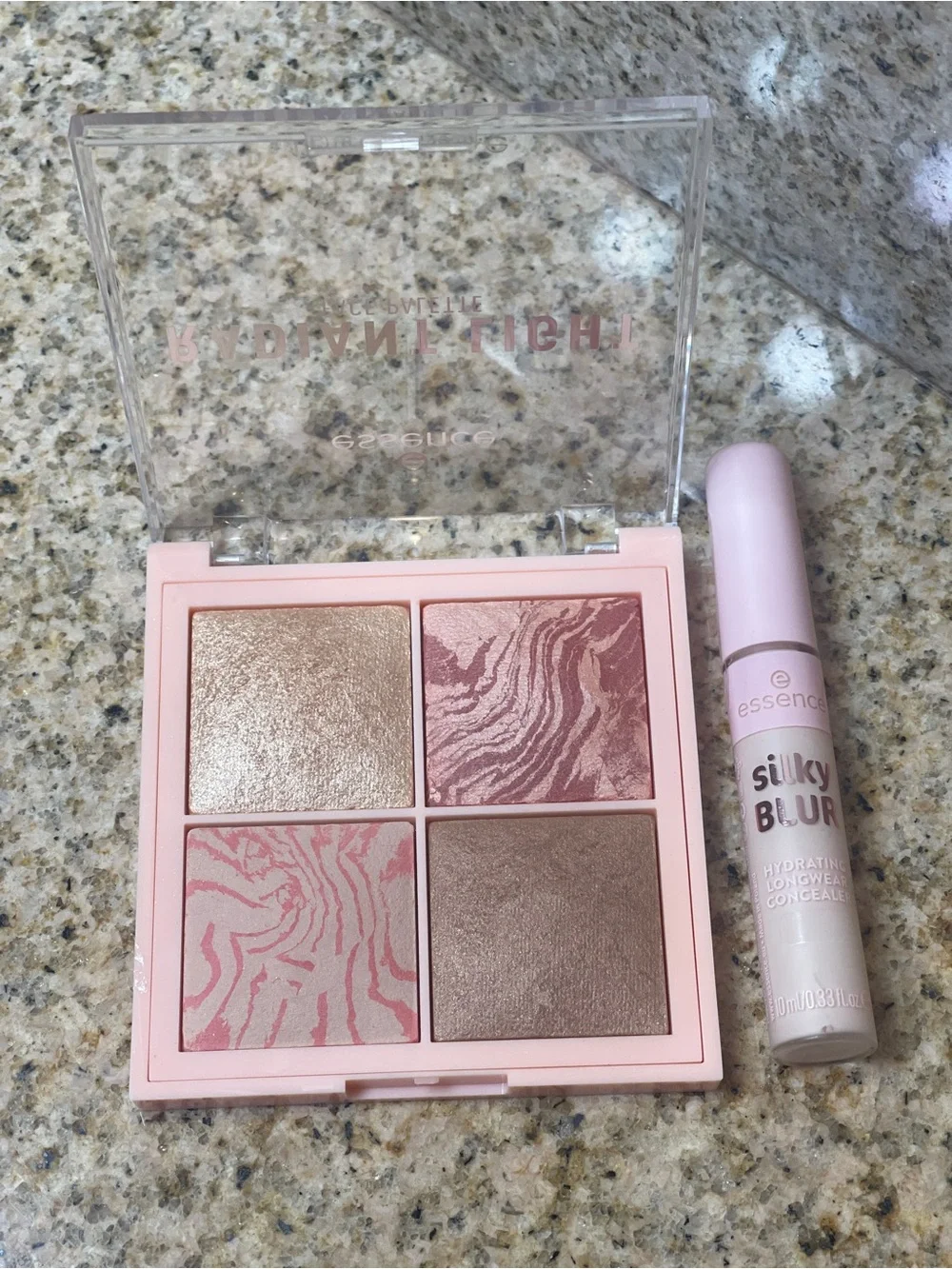 Essence Radiant Light Face Palette & Silky Blur Concealer Bronzer Highlighter